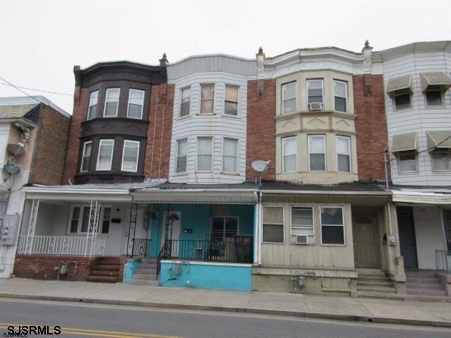 a front view of residential houses