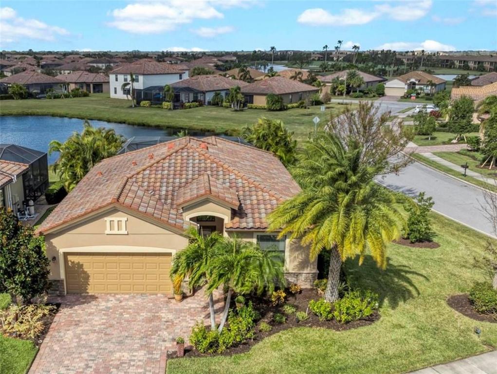 an aerial view of a house