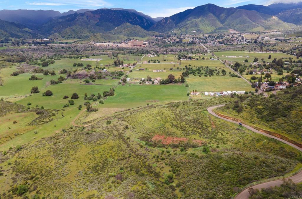 a view of a lush green hillside and houses