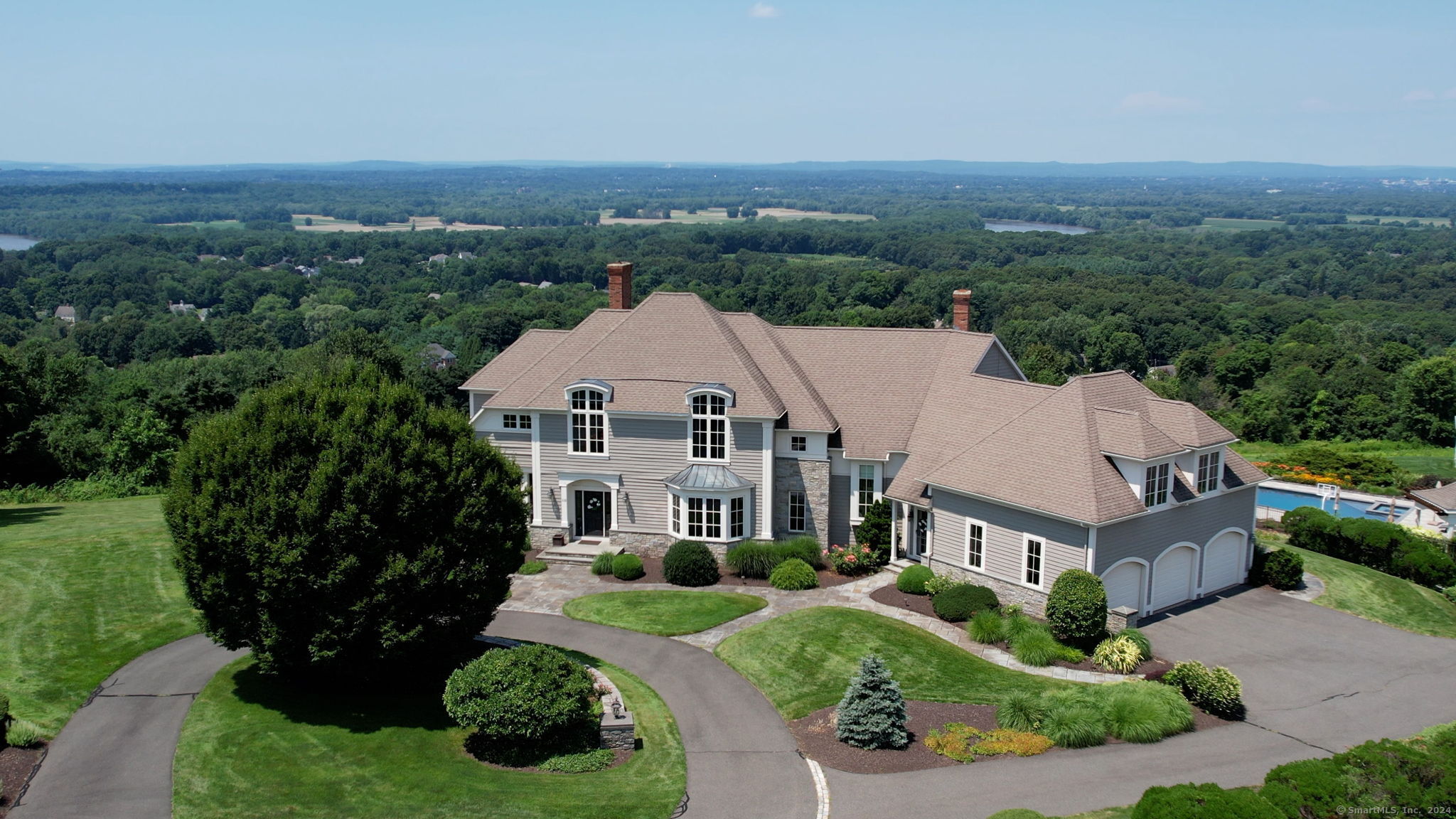 an aerial view of a house