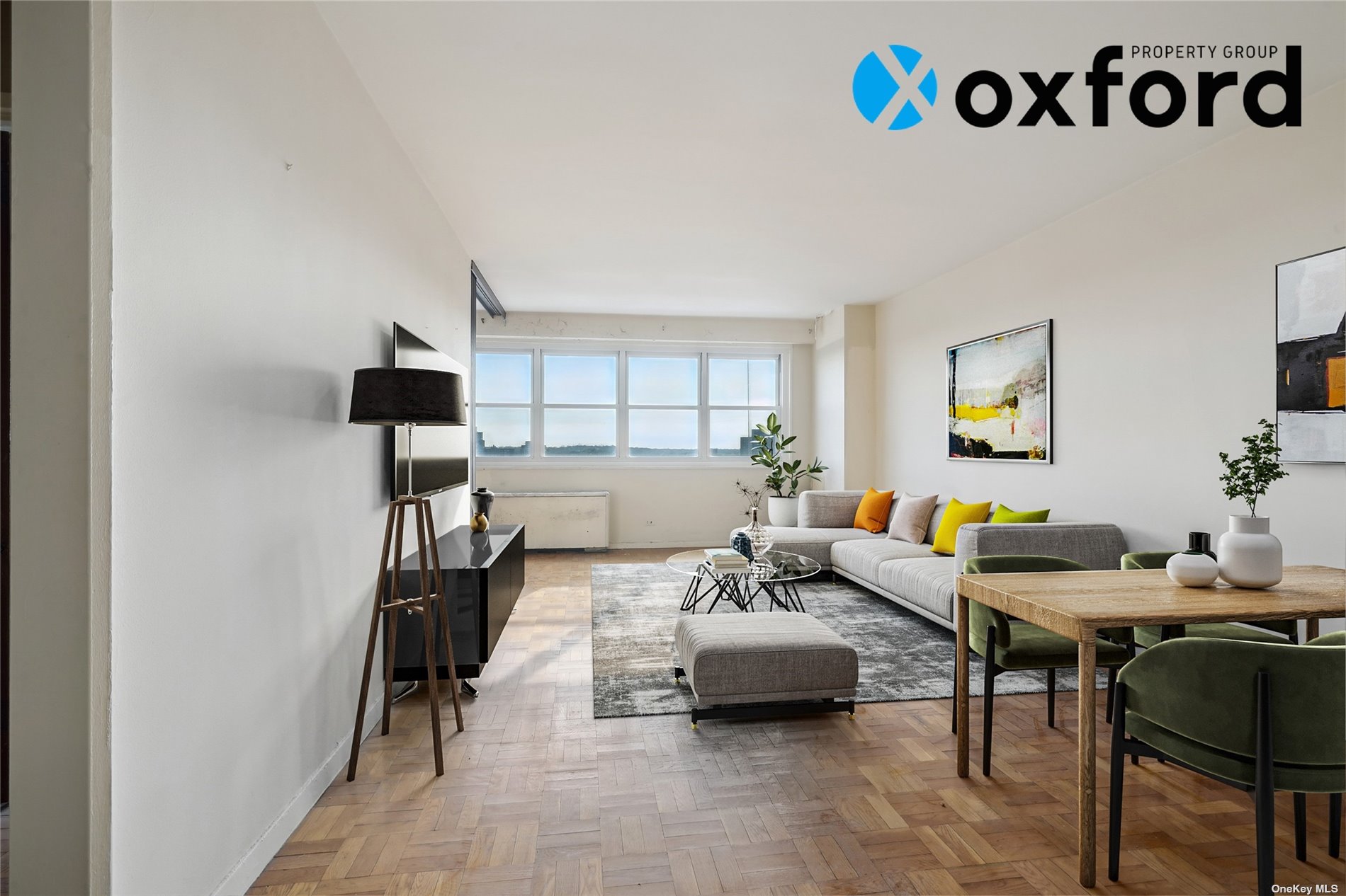 a living room with furniture and a window