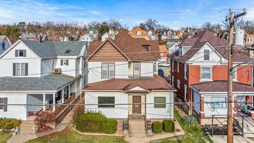 an aerial view of a house