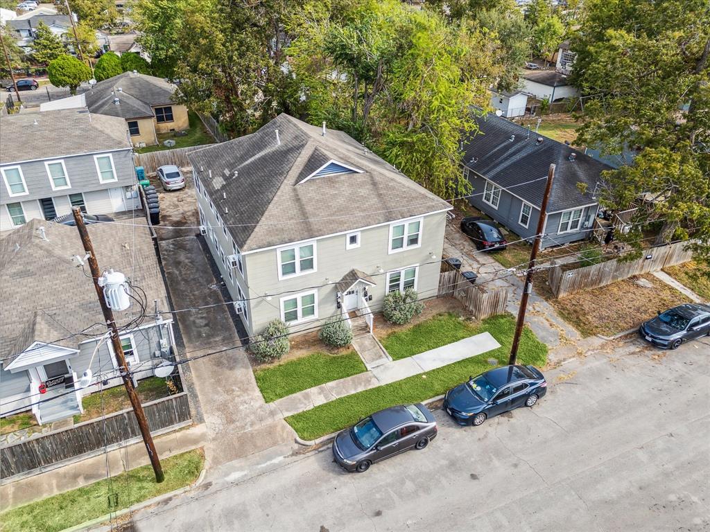 an aerial view of a house