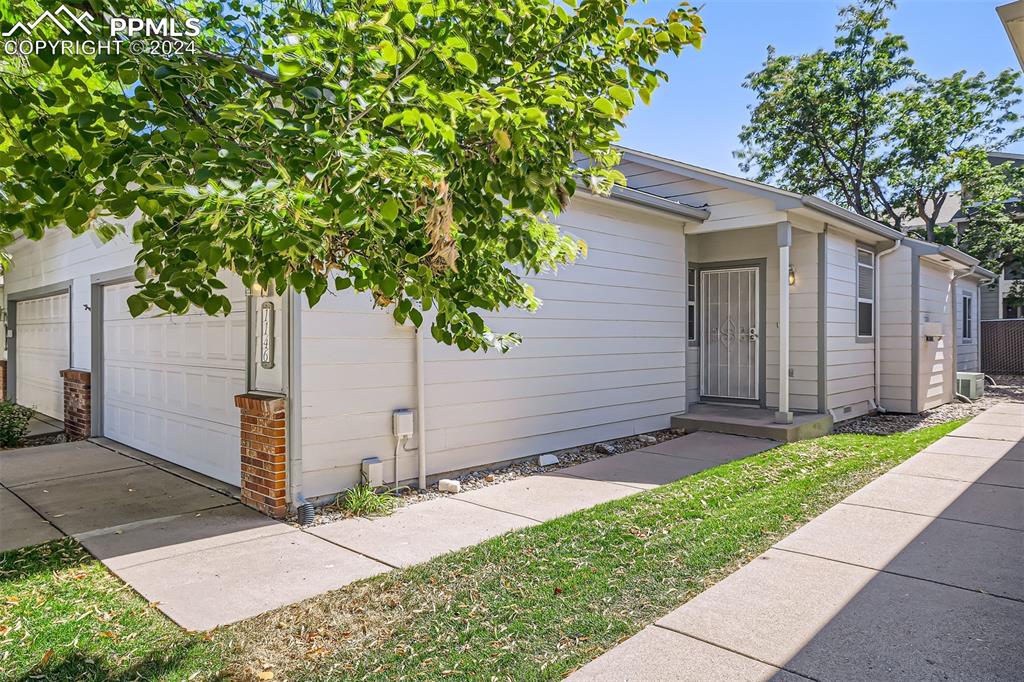 View of front of home with a garage