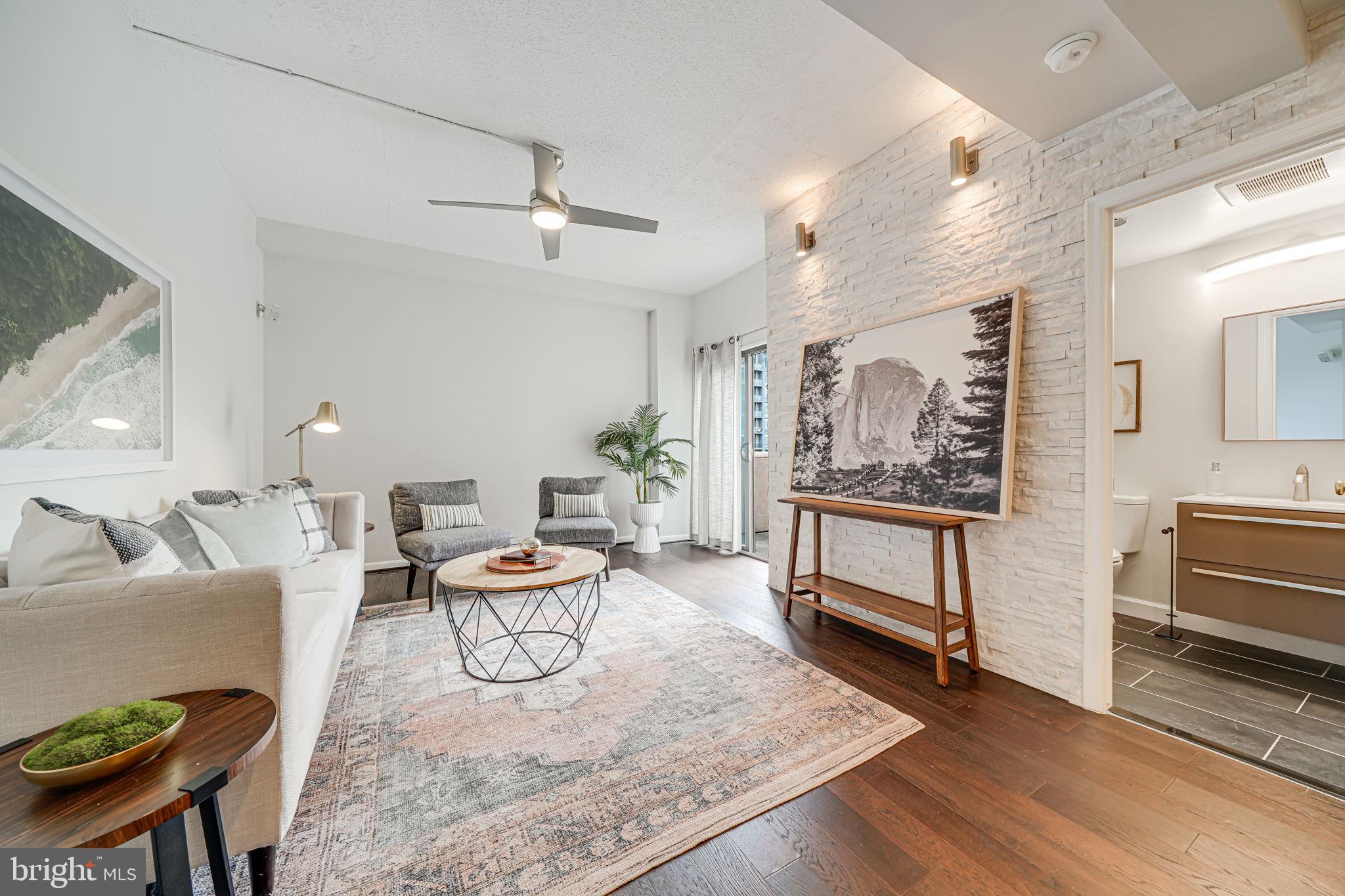 a living room with furniture