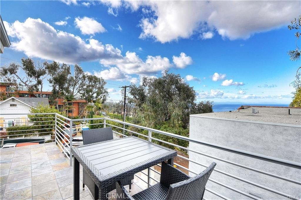 a view of a terrace with furniture