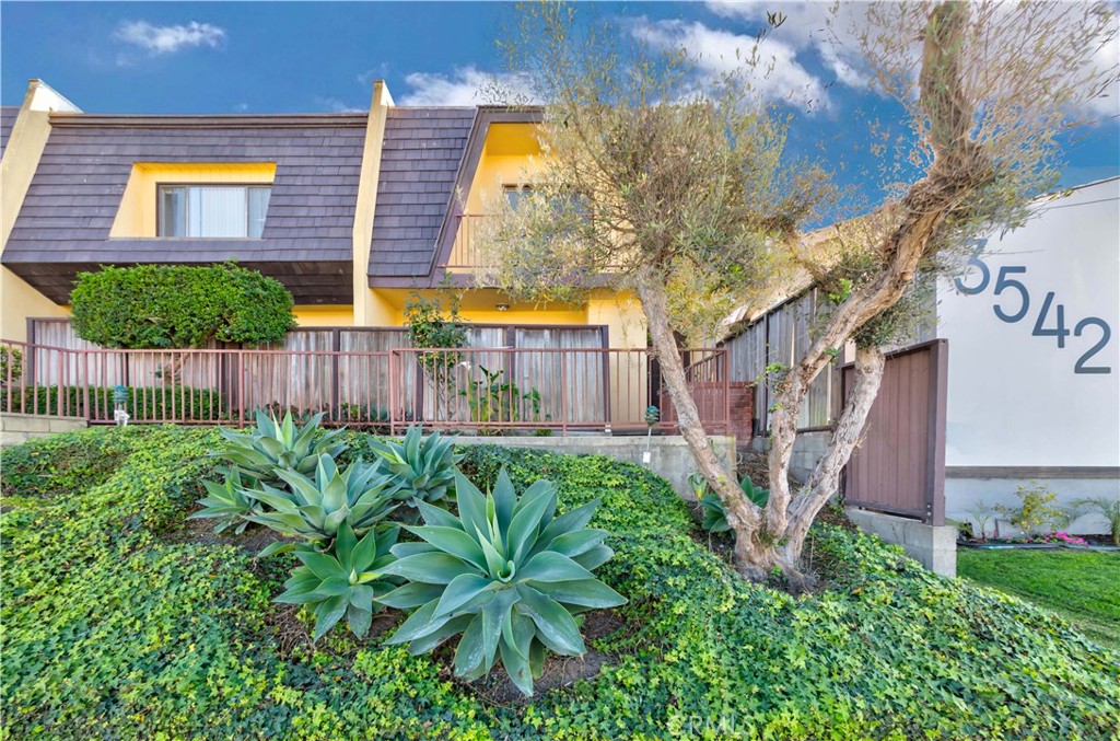 a view of a house with a yard and plants