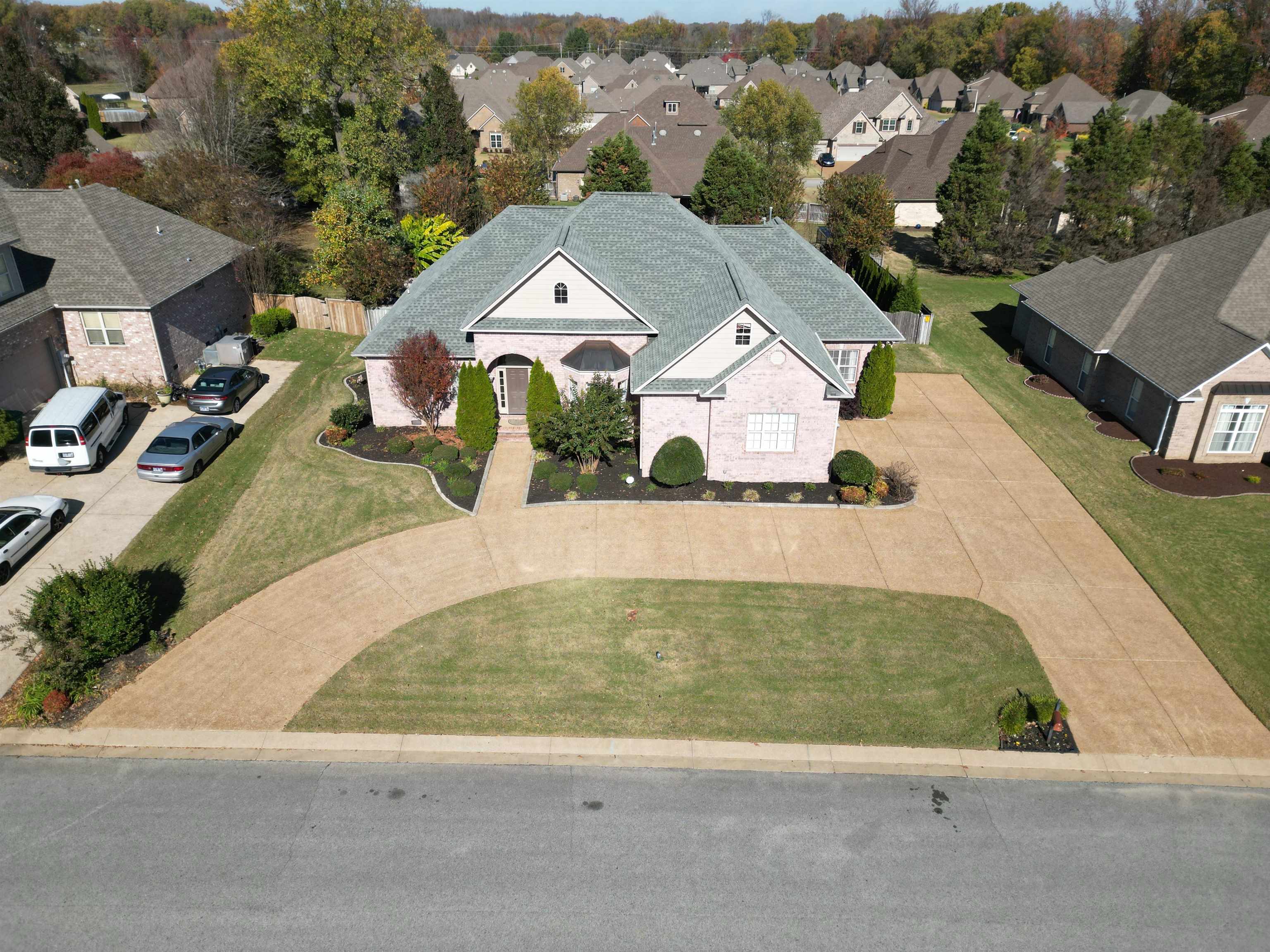 an aerial view of a house