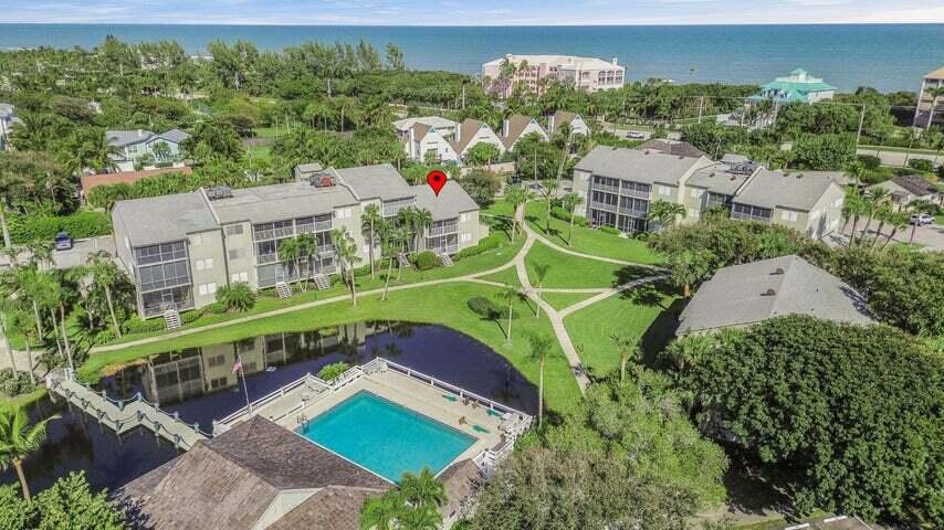 an aerial view of a house