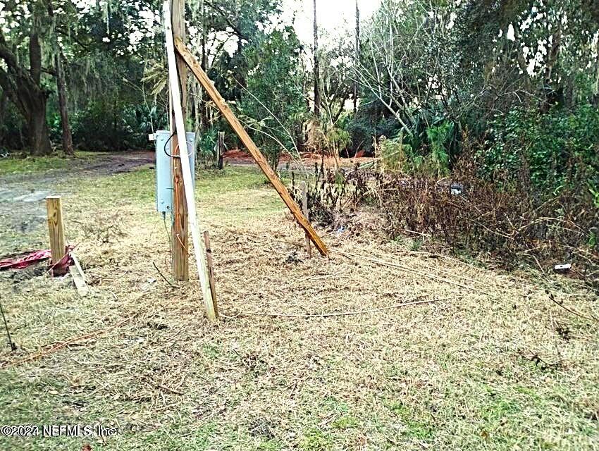 a view of a yard with a tree