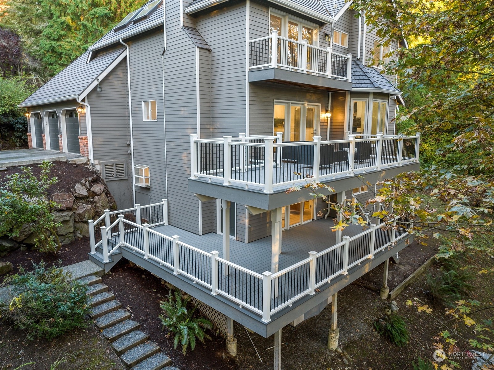 a front view of a house with windows