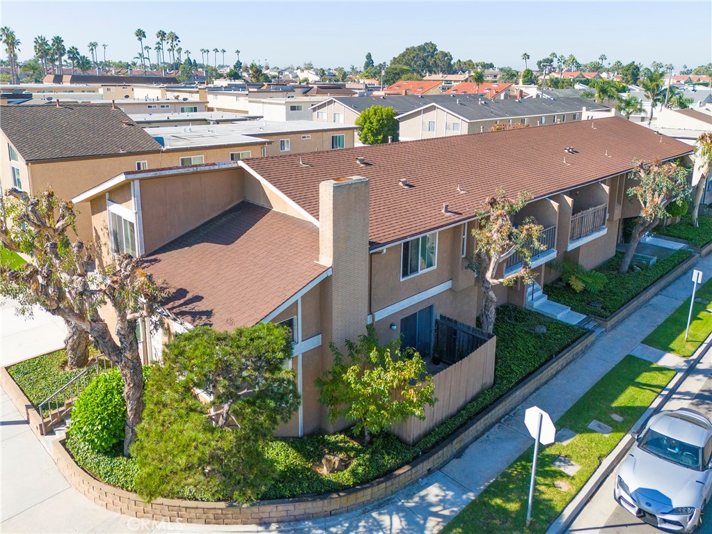 an aerial view of a house