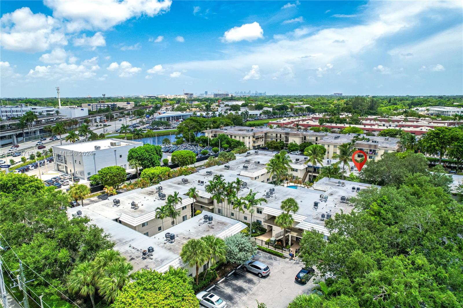 a view of a city with lots of trees