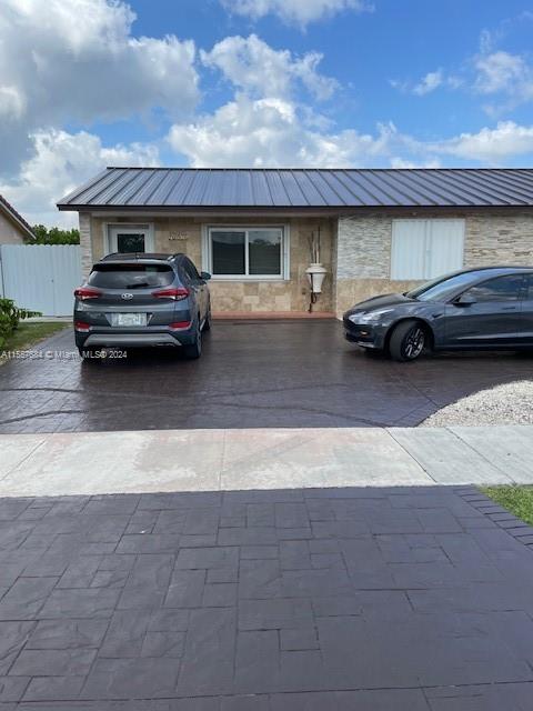 a view of a car parked in garage