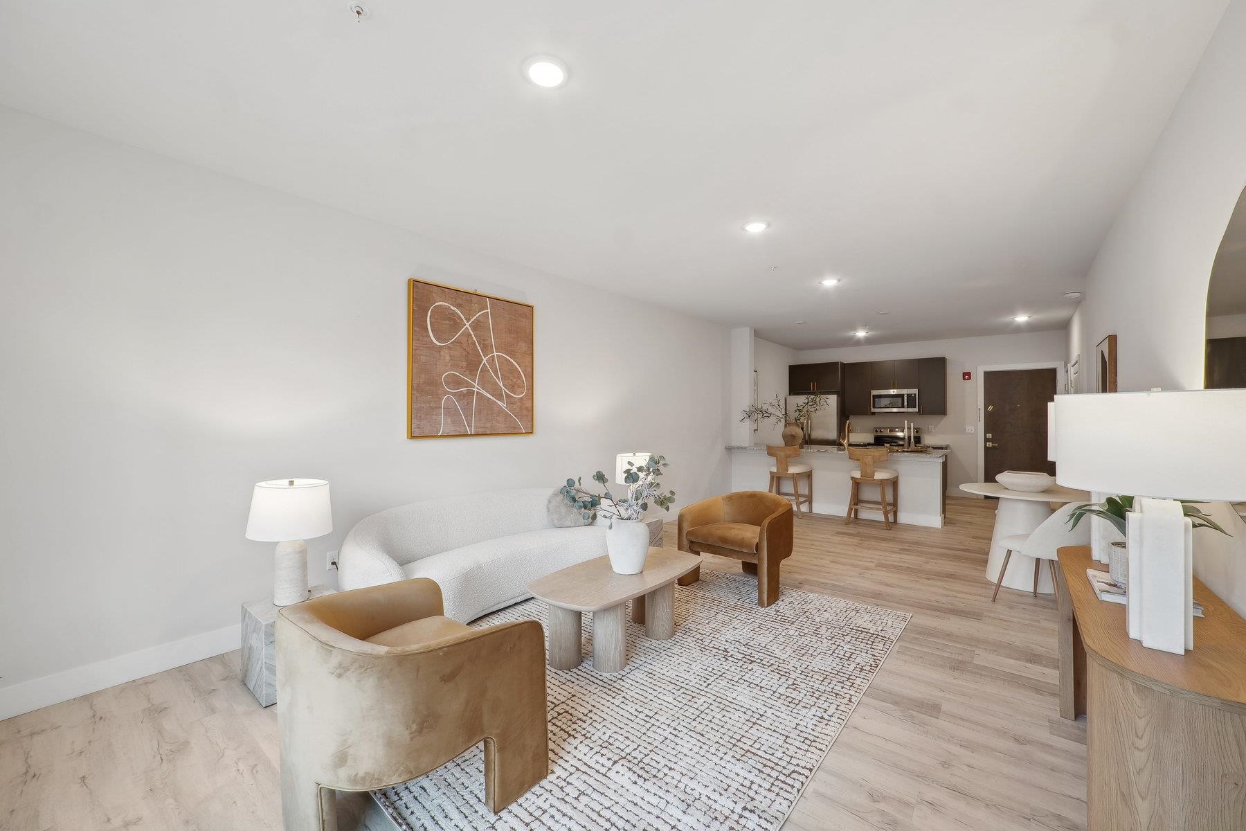 a living room with furniture and a couch