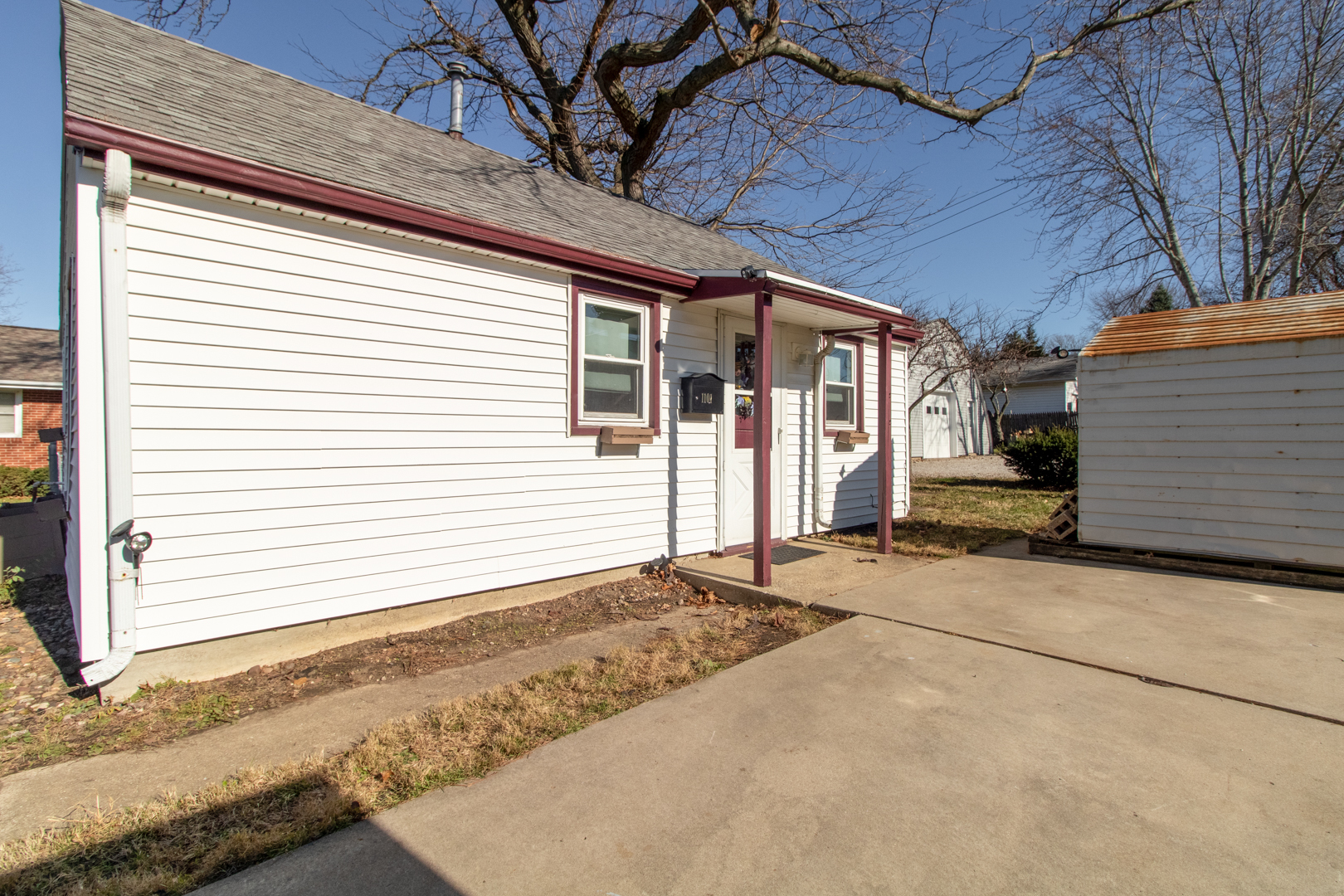 a front view of a house