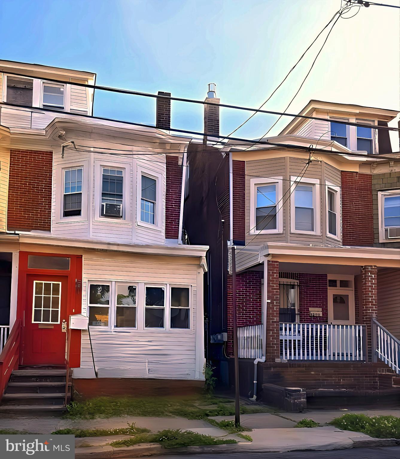 a front view of residential houses