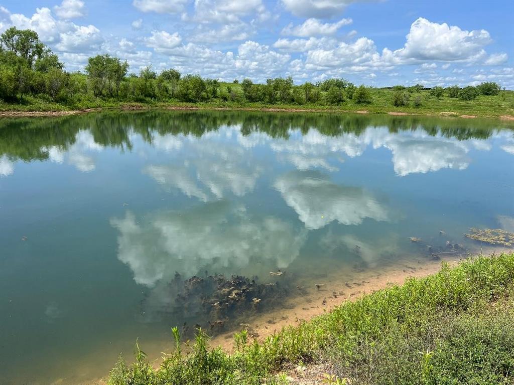 a view of a lake with a yard