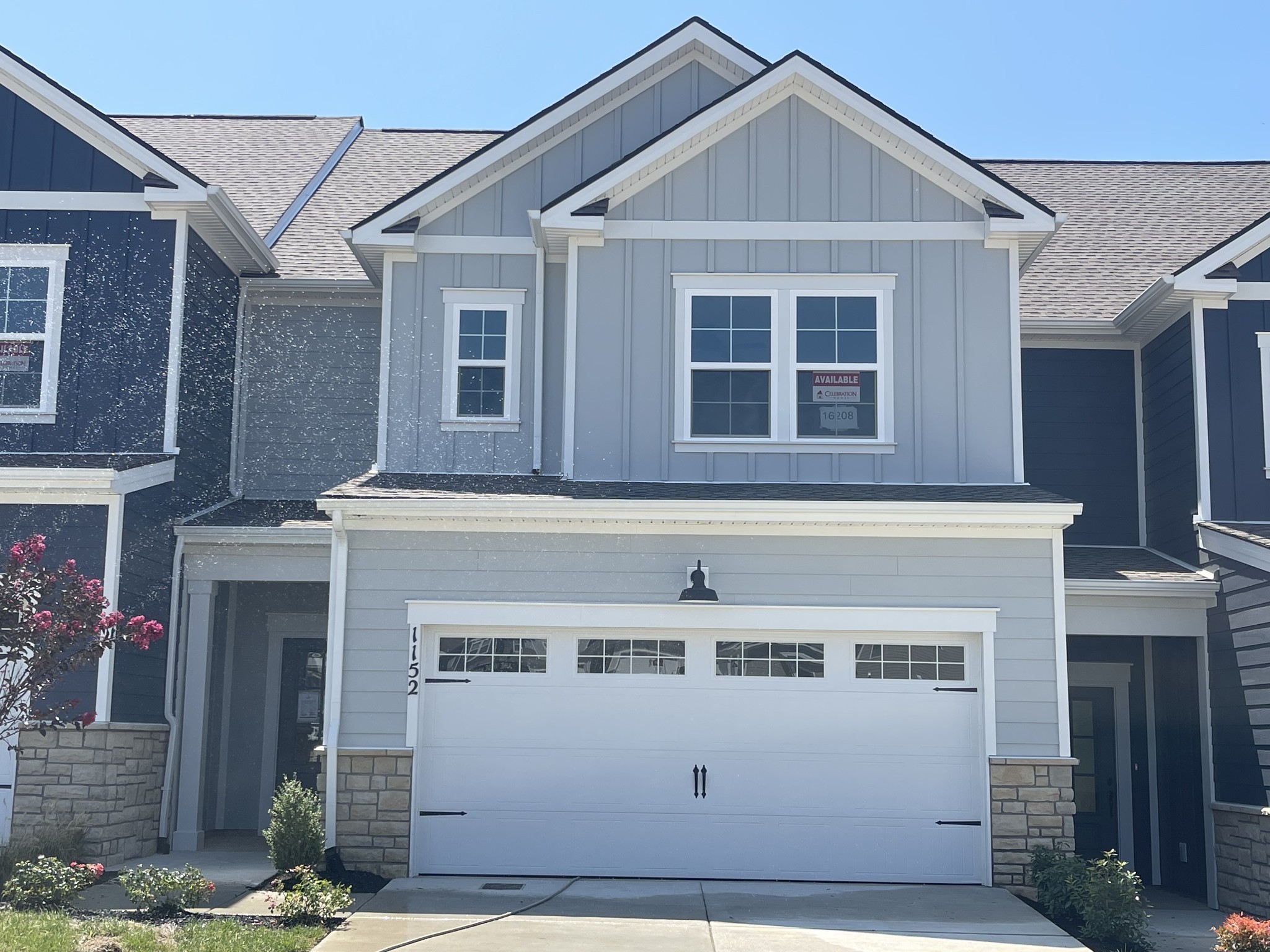 a front view of a house with windows