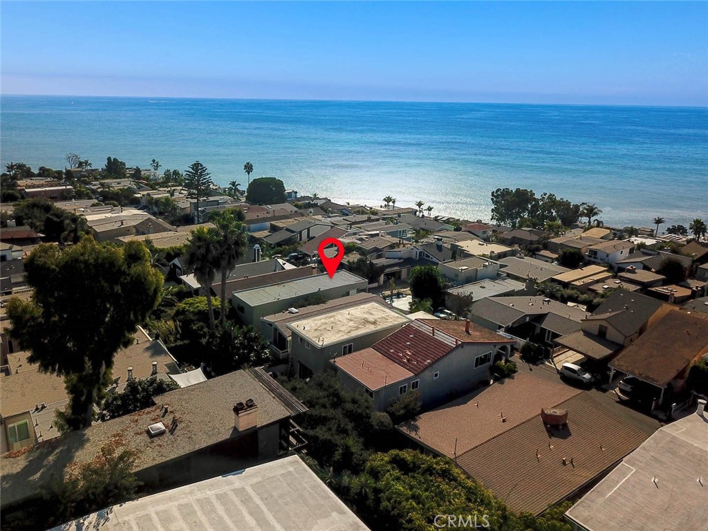 an aerial view of a ocean beach