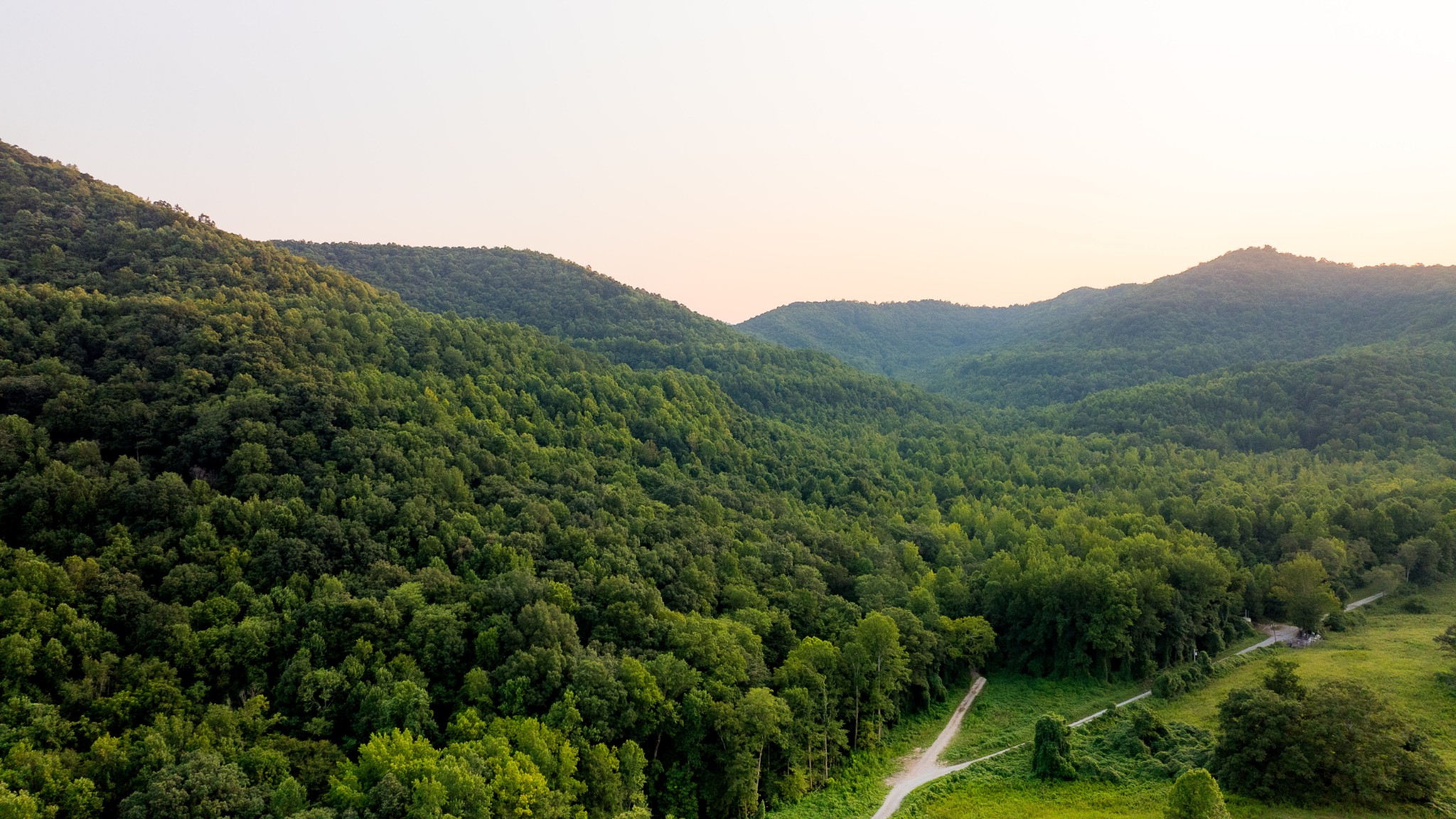 a view of a mountain in the distance in a field