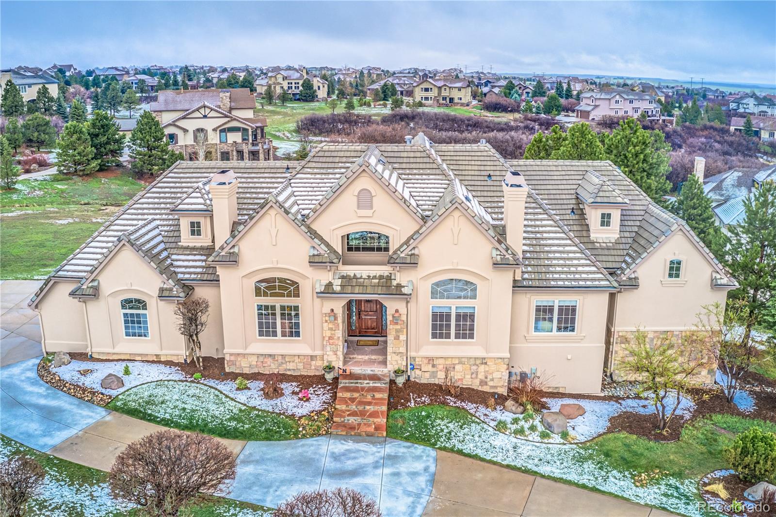 an aerial view of a house