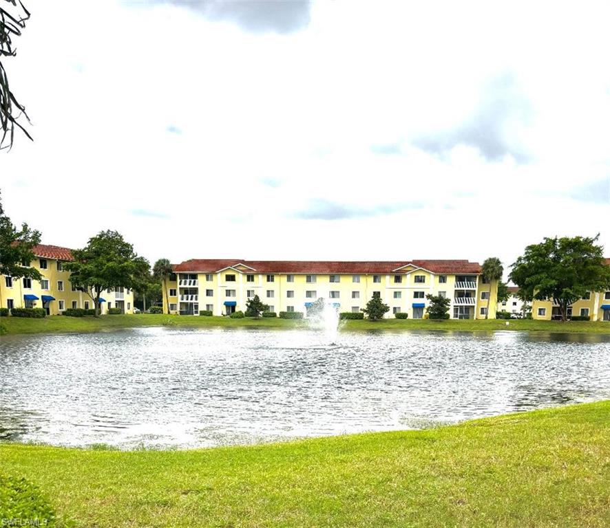 a view of a lake with houses