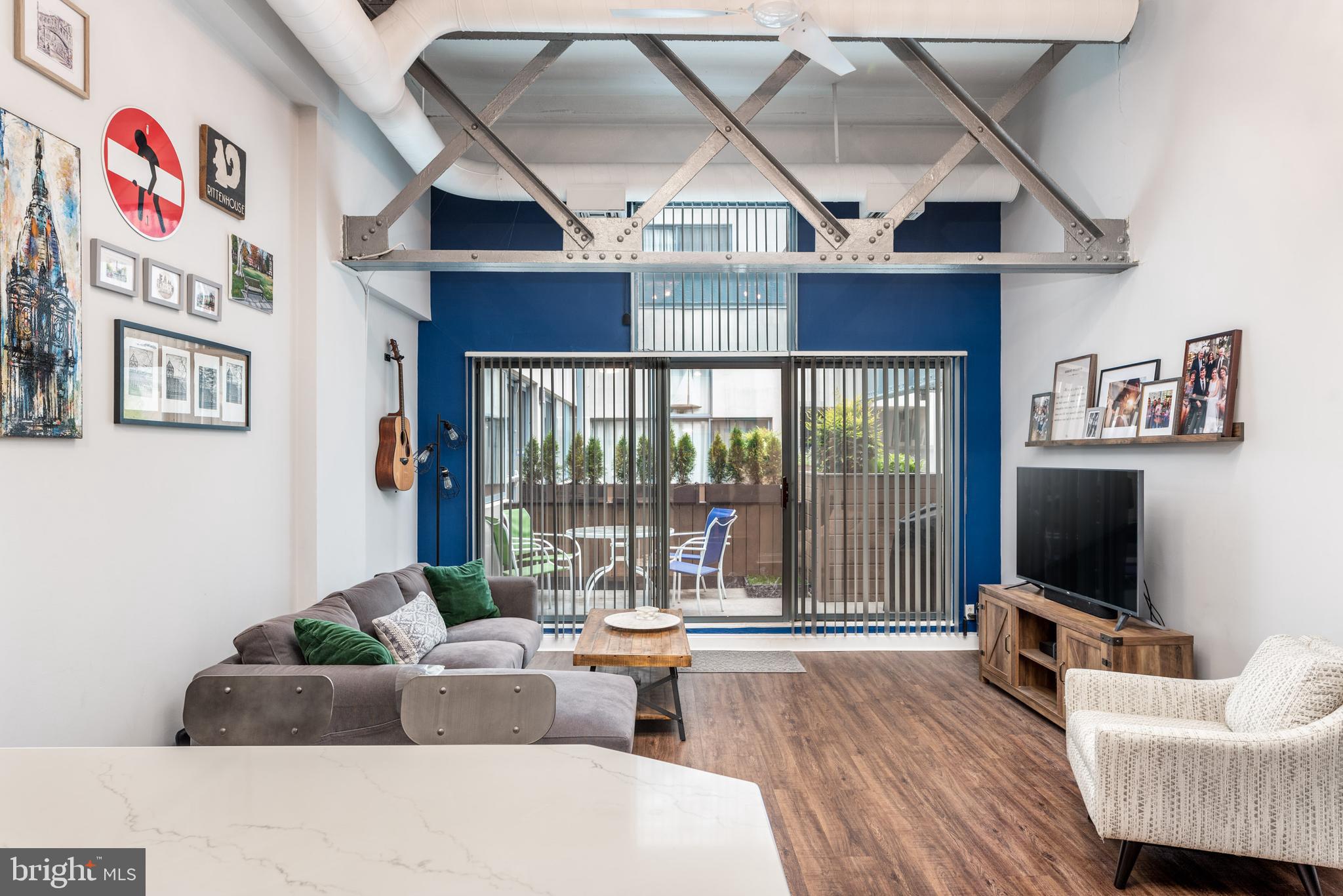 Living room facing patio