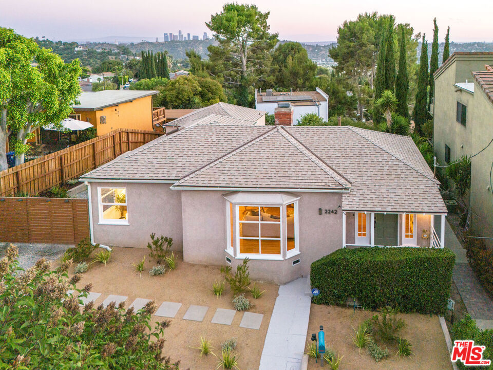 an aerial view of a house