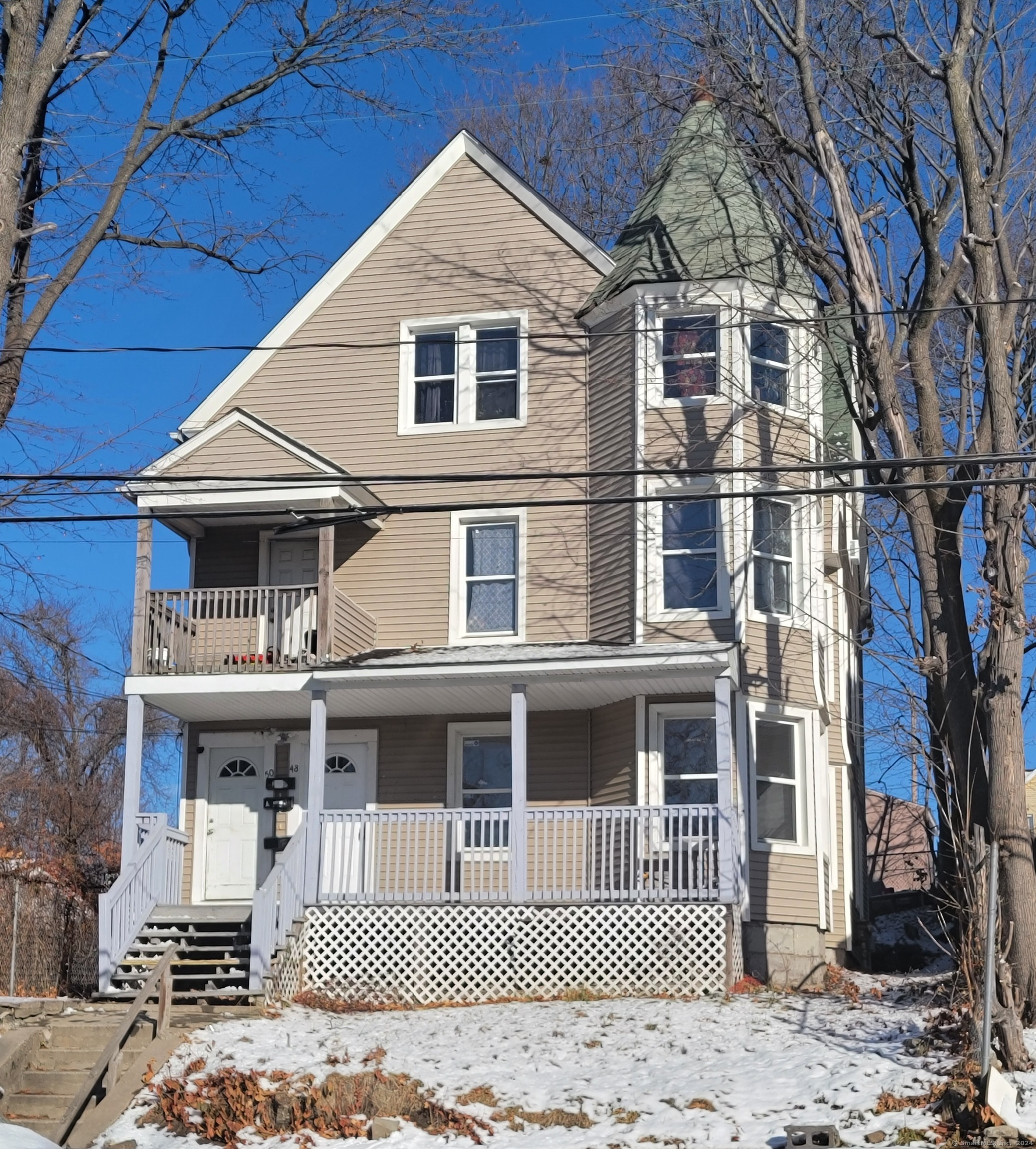 a front view of a house