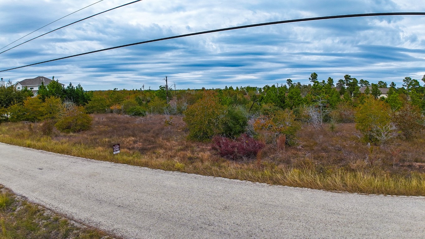 a view of a yard next to a lake view