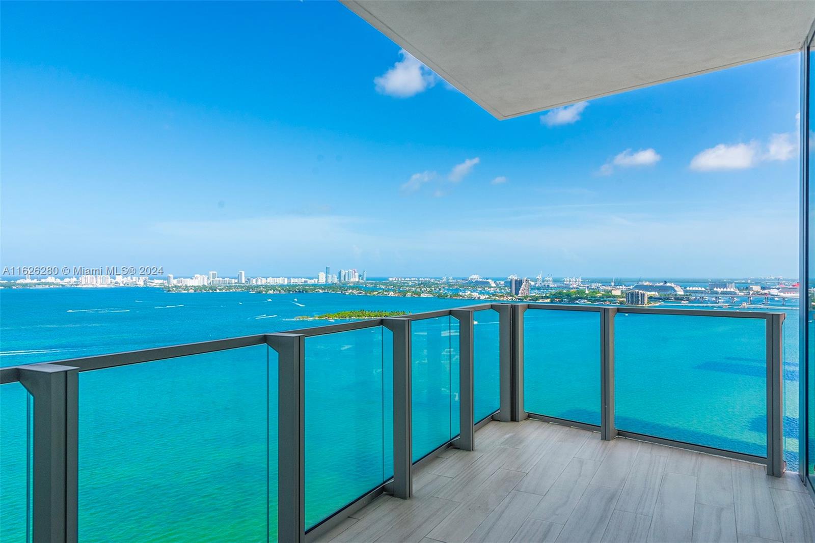 a view of a balcony with an outdoor space