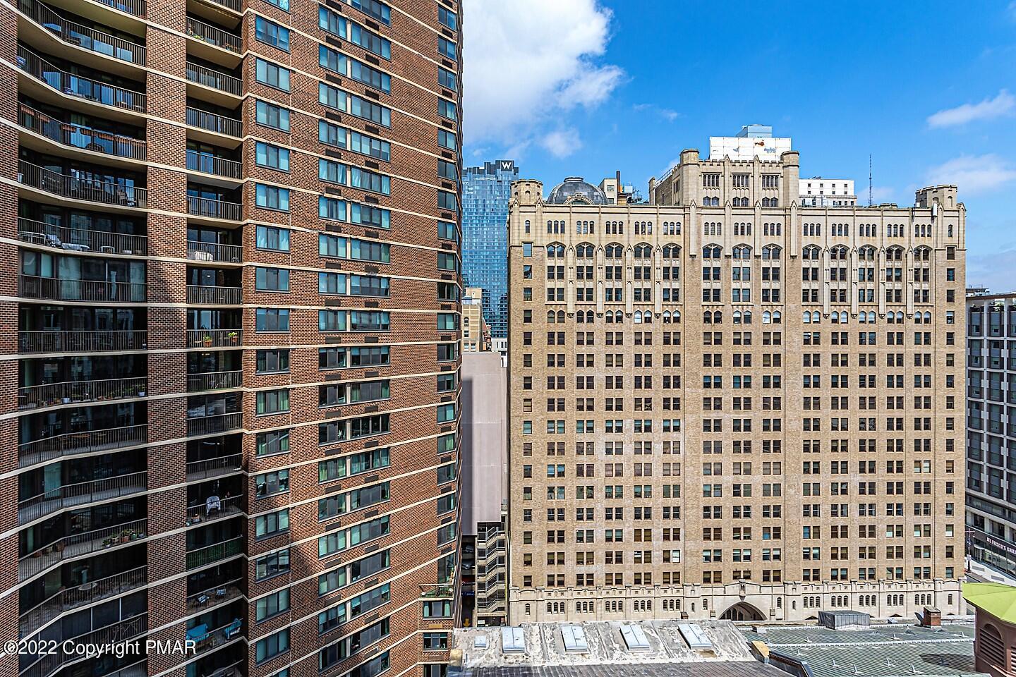 a view of a building with a city view