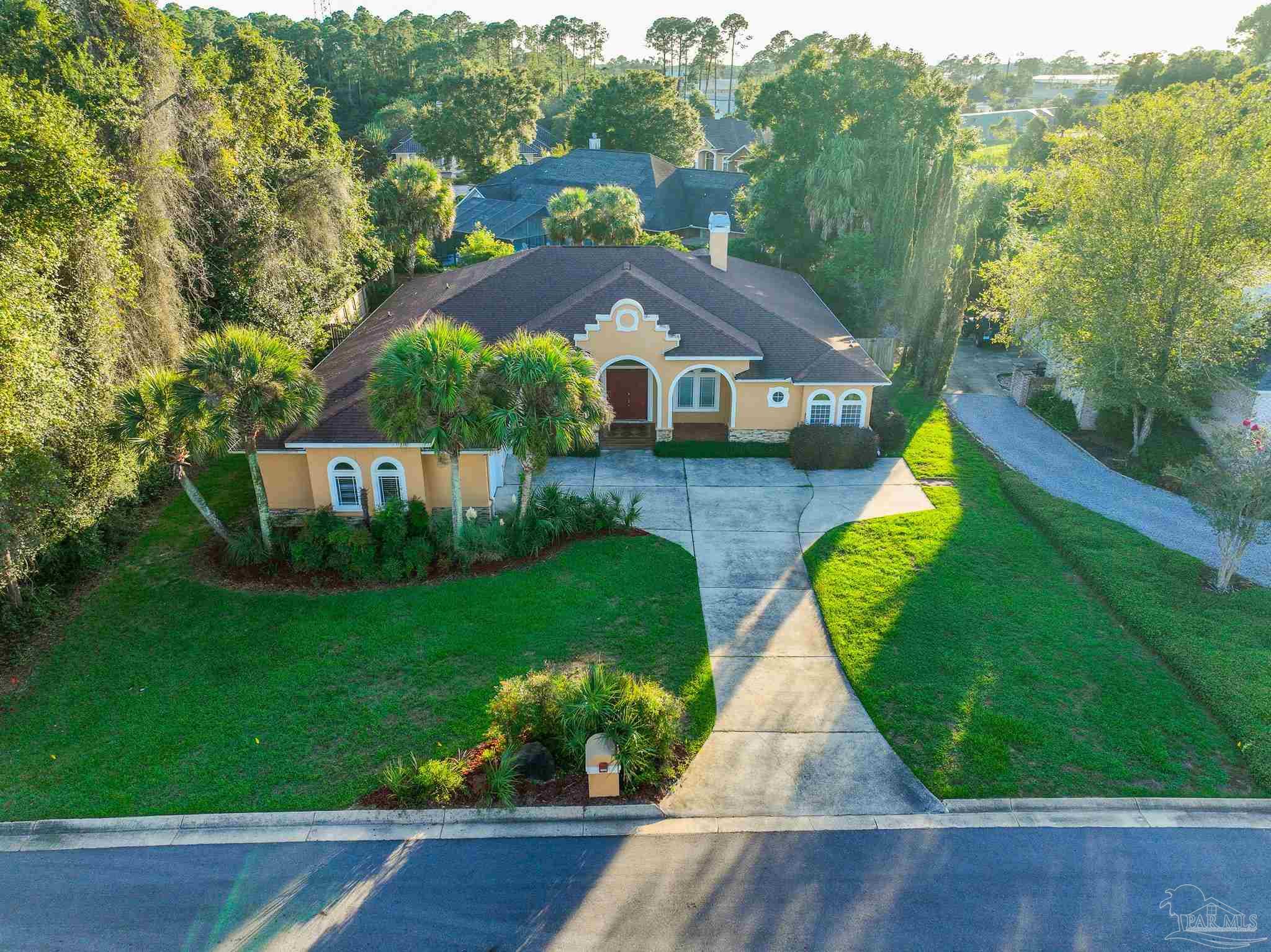 an aerial view of a house