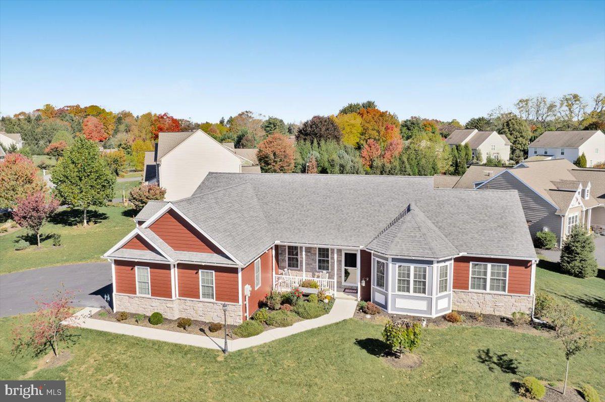 an aerial view of a house