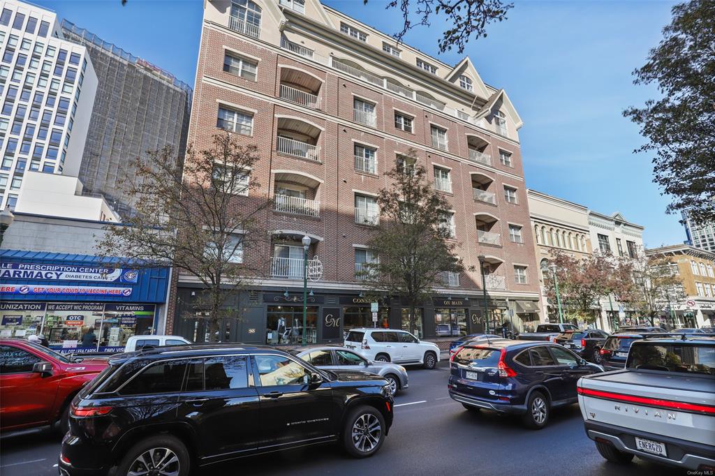 View of building exterior in the heart of New Rochelle