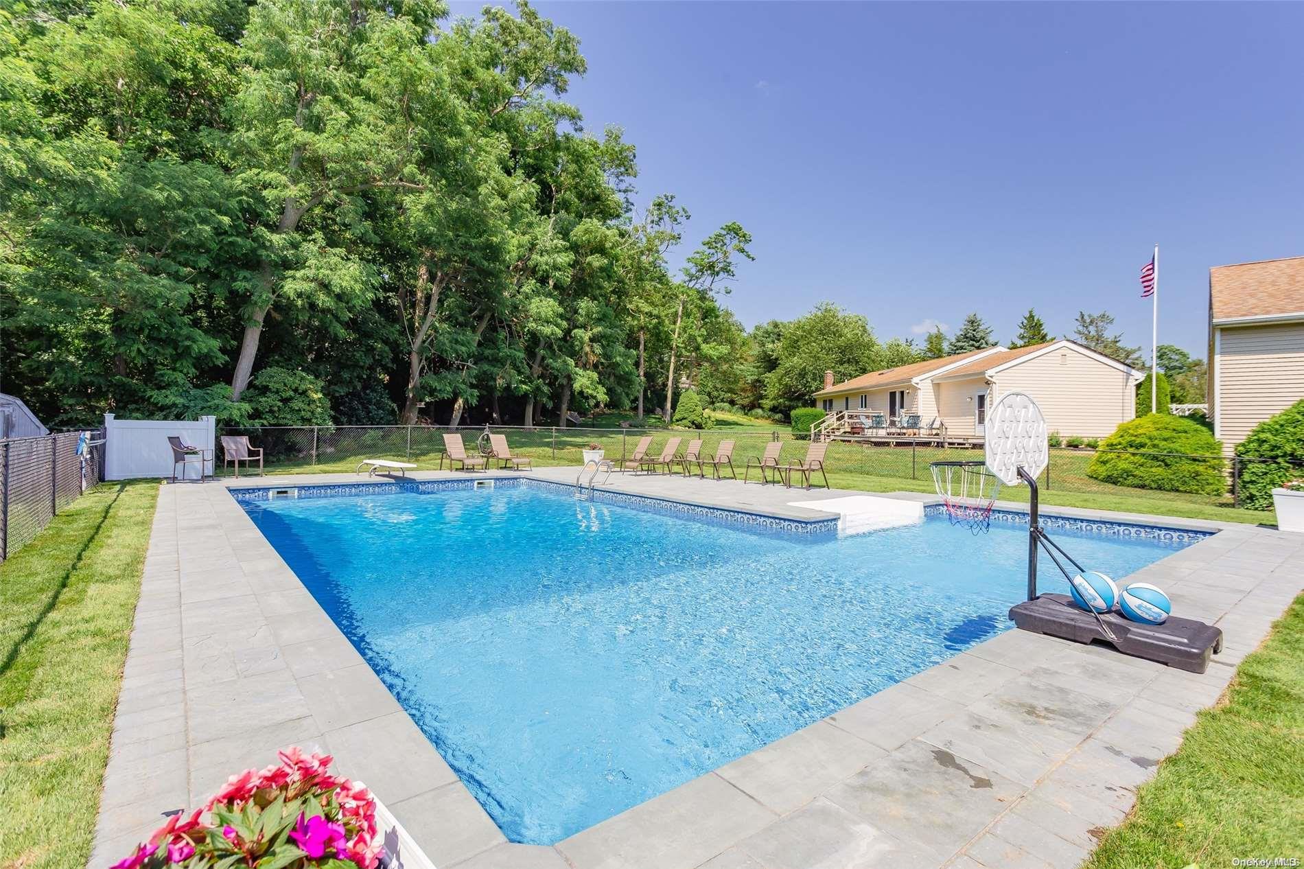 a view of a swimming pool with a patio