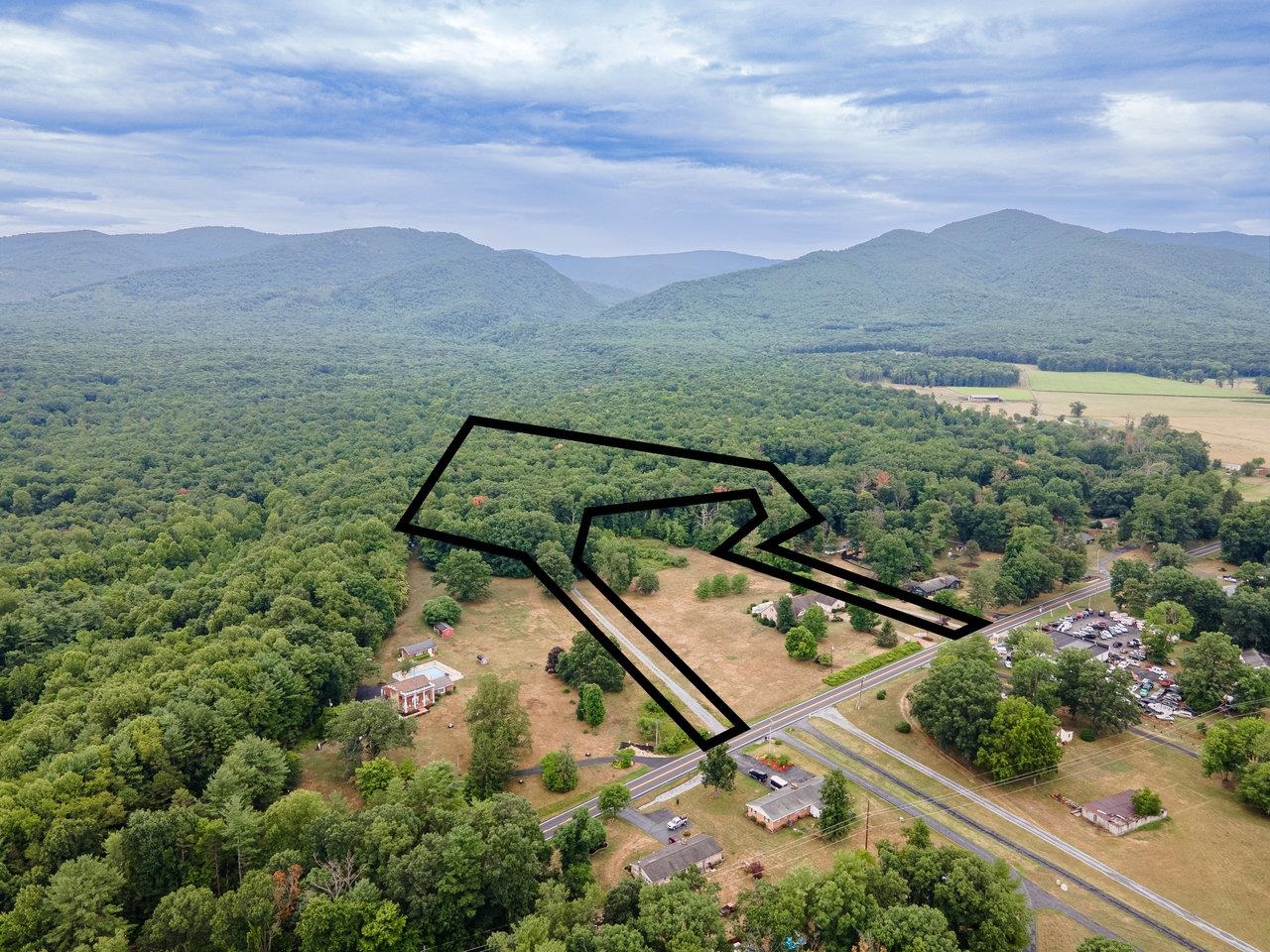 an aerial view of a house