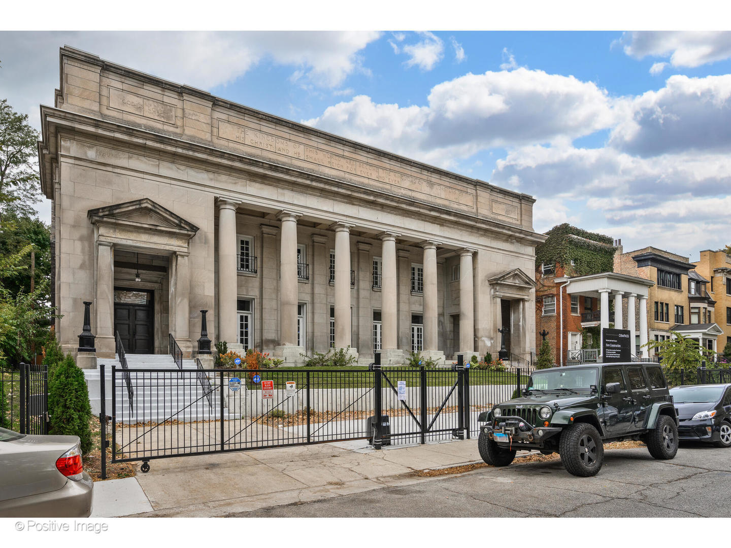 a car parked in front of a building