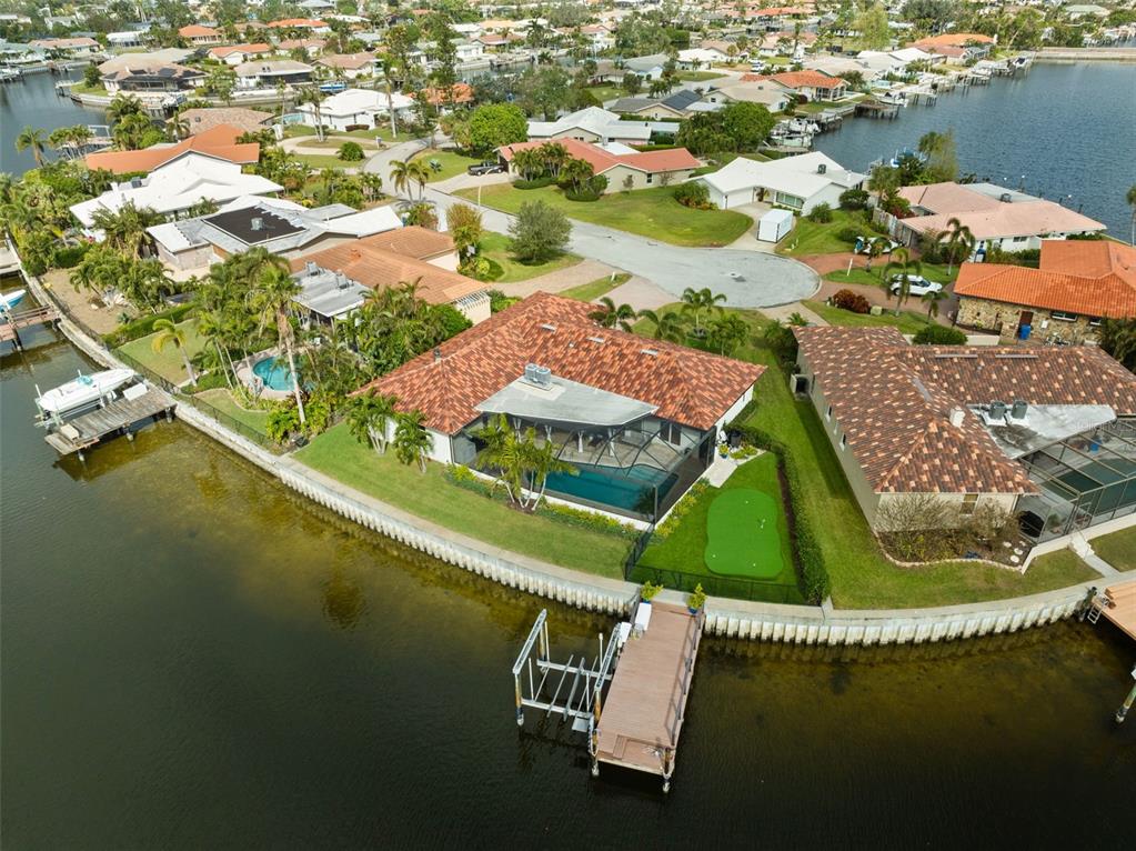 an aerial view of a house