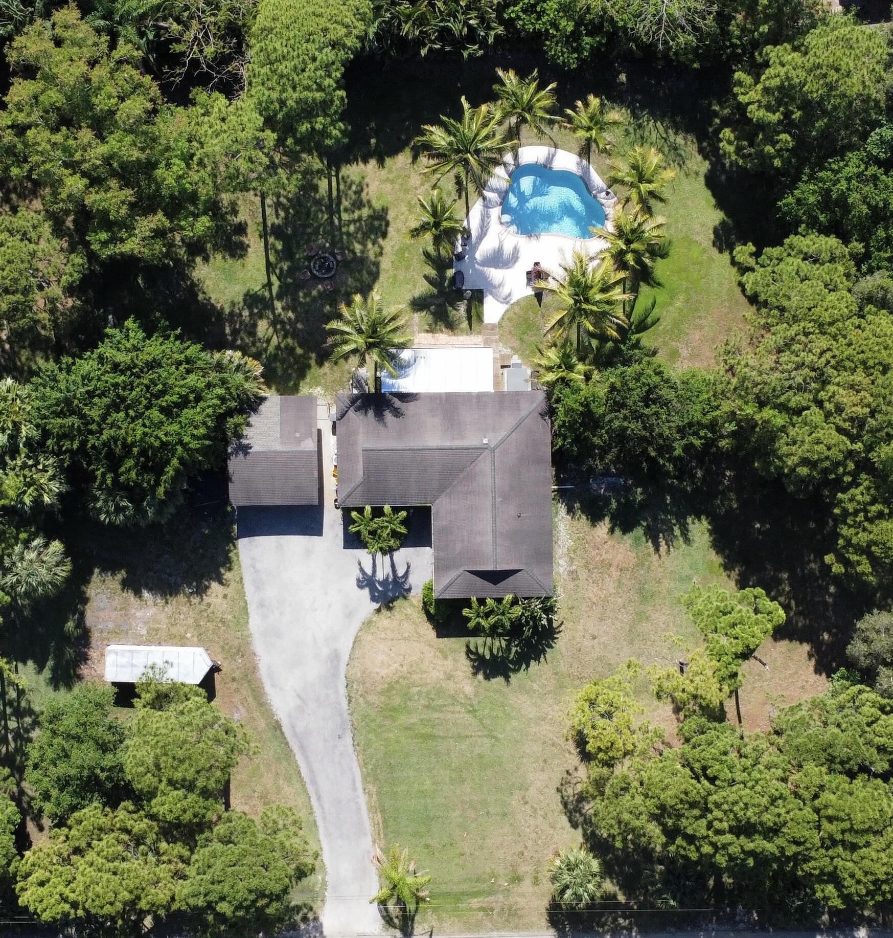 an aerial view of a house