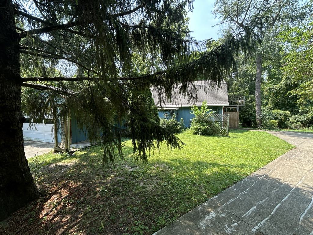 a backyard of a house with lots of green space