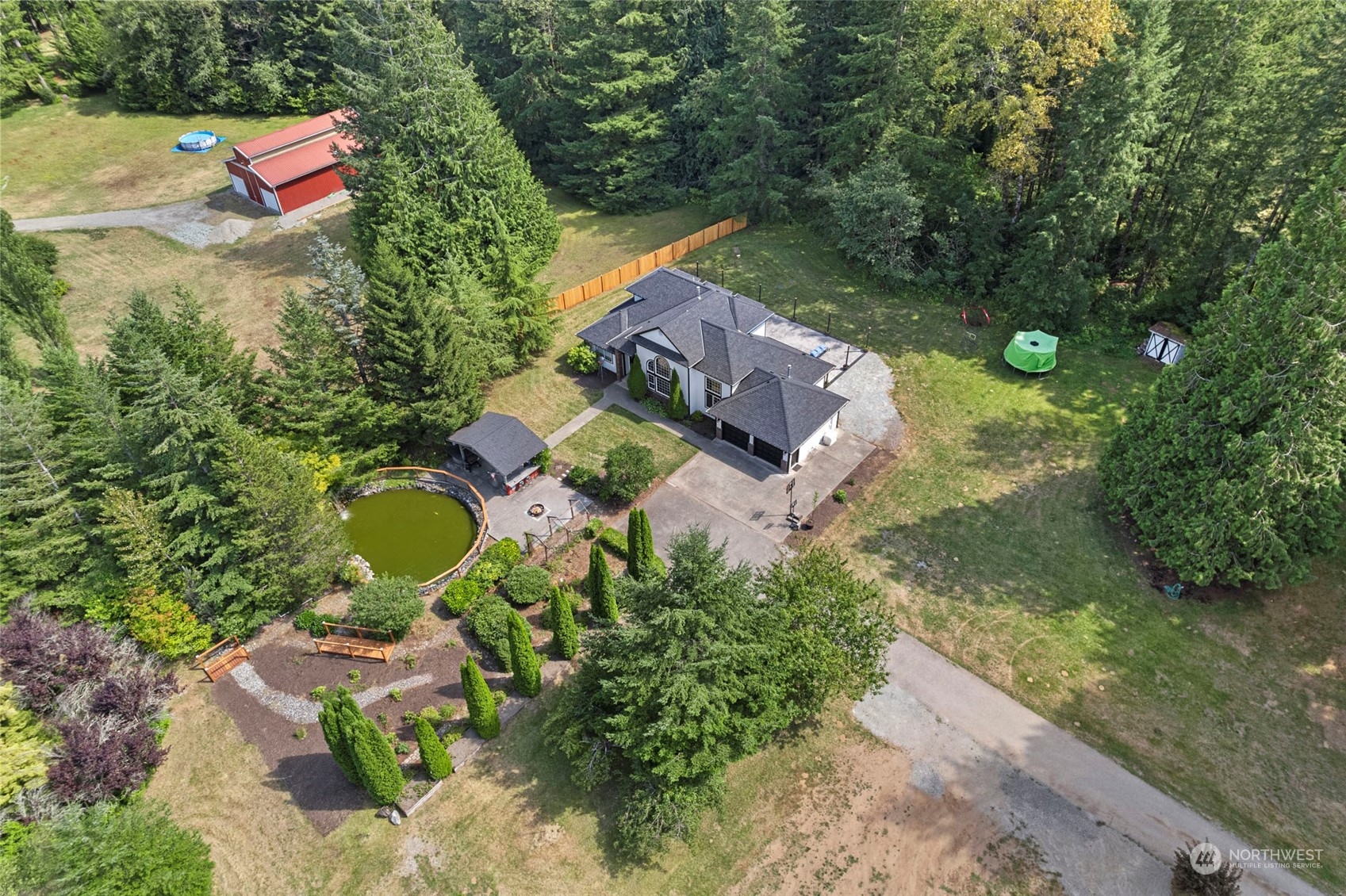 an aerial view of a house