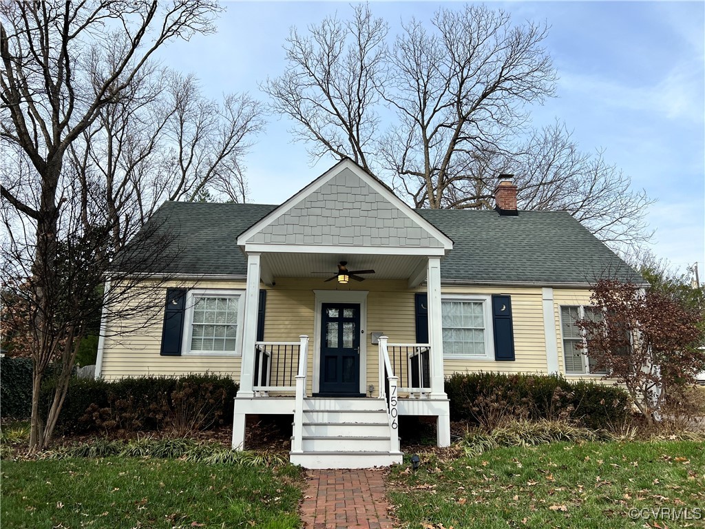 front view of a house with a yard