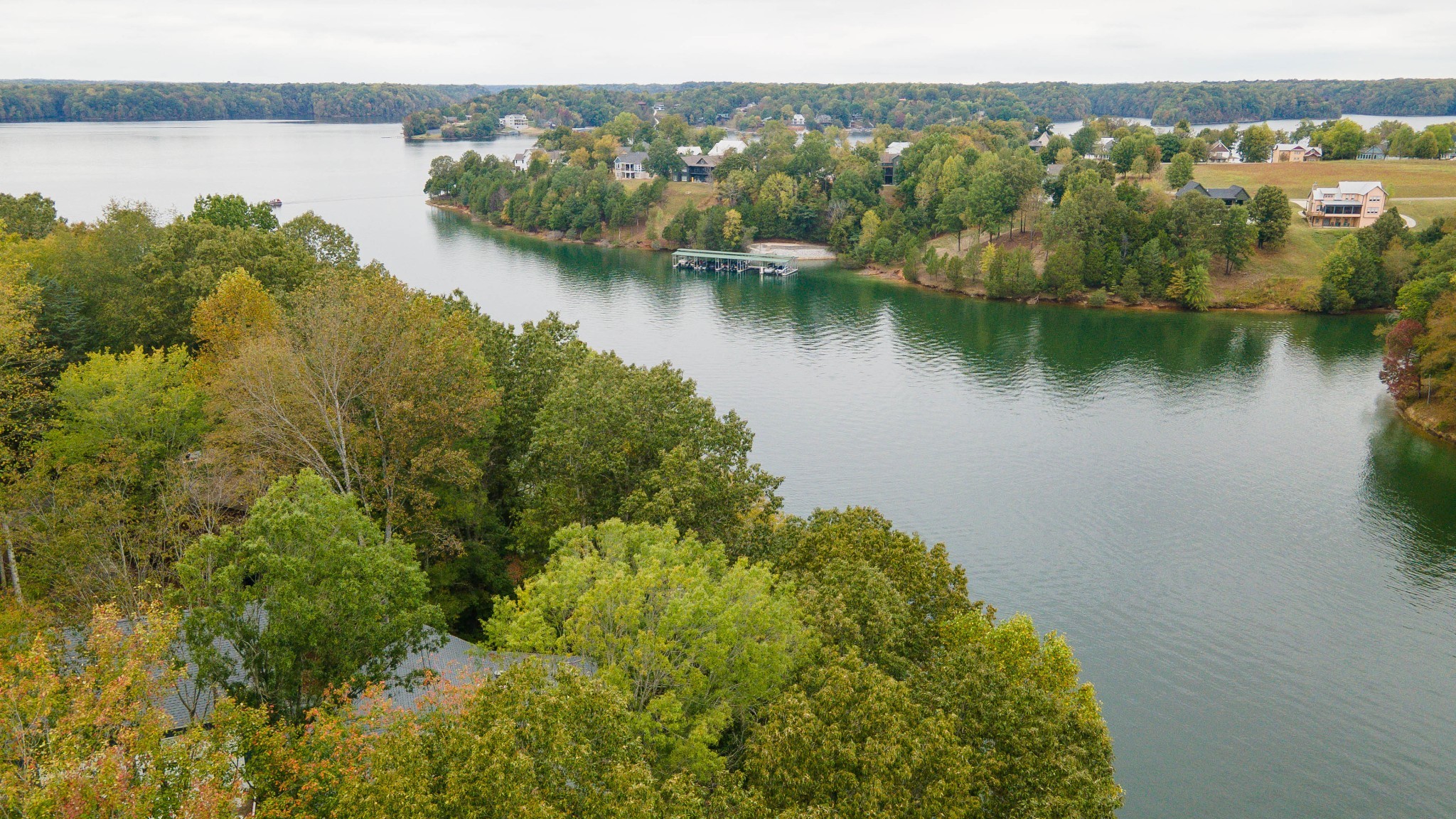 a view of a lake with a mountain view