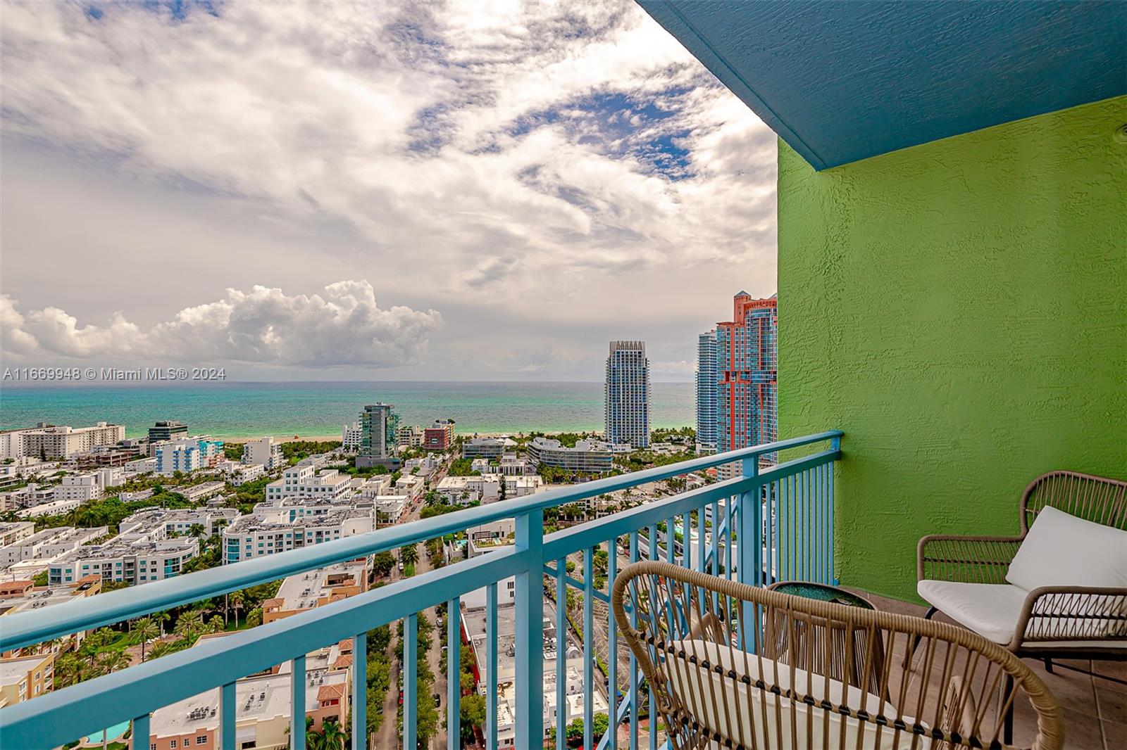 a view of city from a balcony