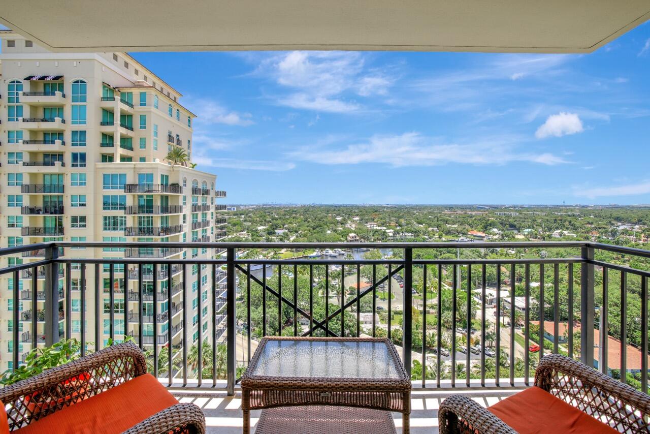 a view of a balcony with couches