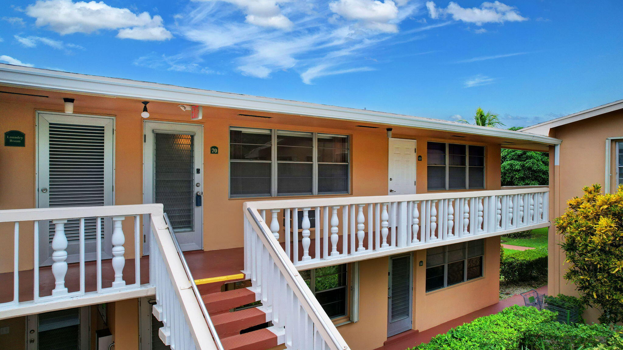 a view of a deck with a fence