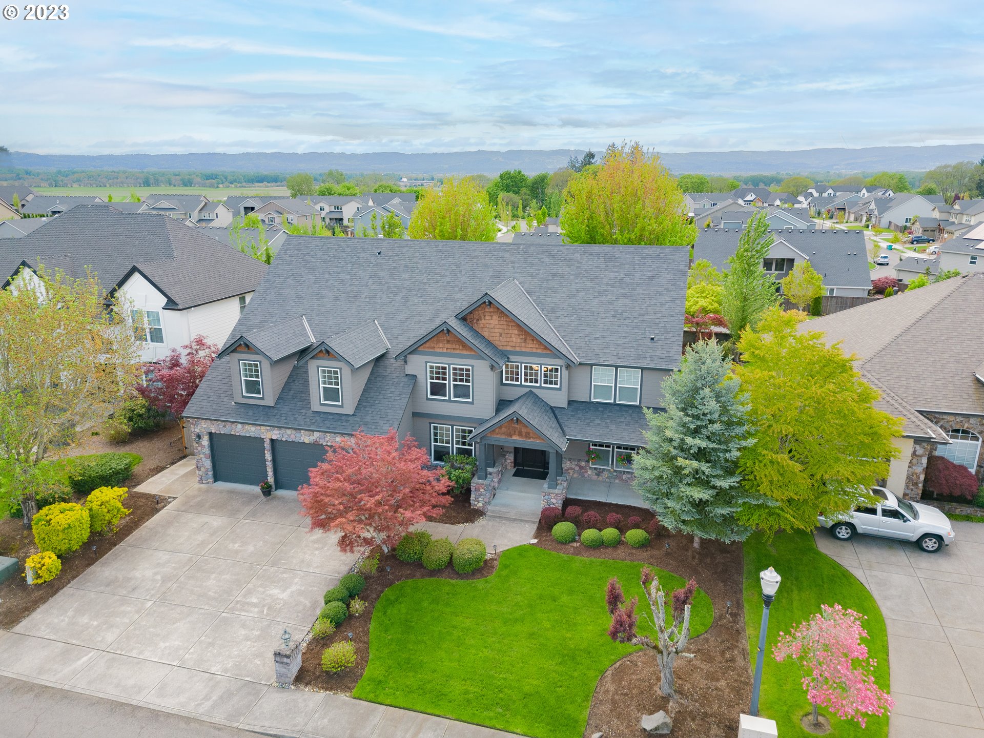 an aerial view of a house