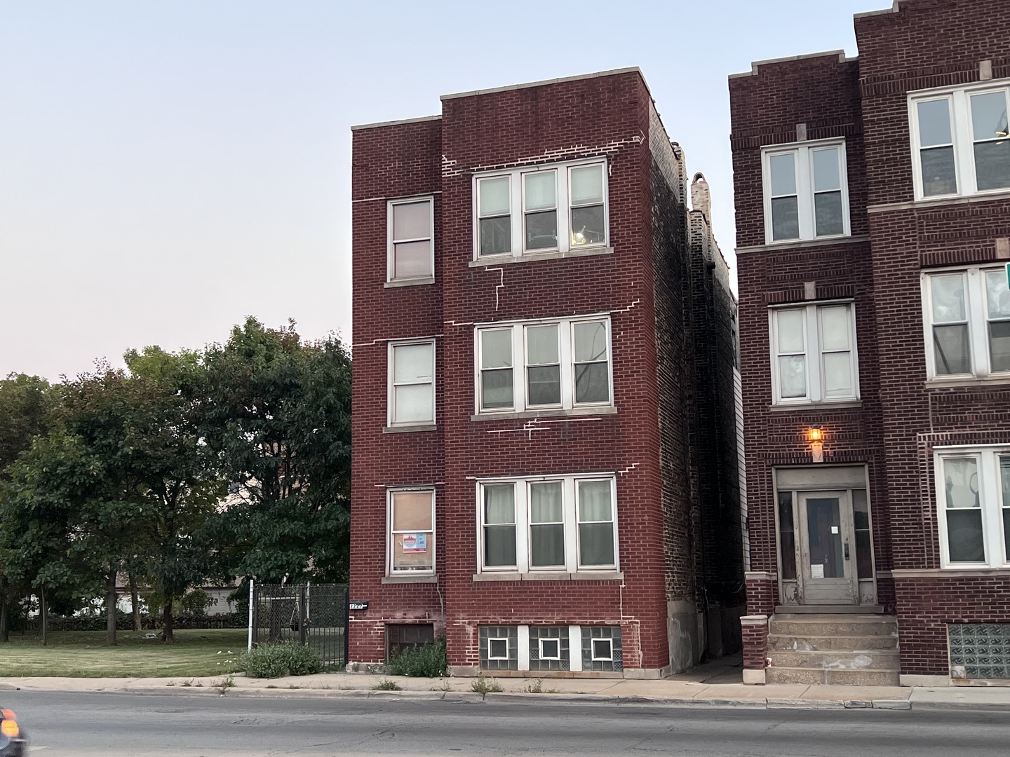 a front view of a multi story building